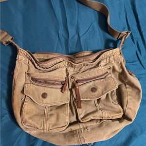 Men's Tan Canvas Messenger Bag